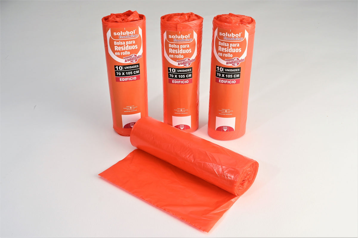 Bolsas para Residuos NARANJA – Solubol Edificio 70x105 · Caja 35 rollos x 10 bolsas