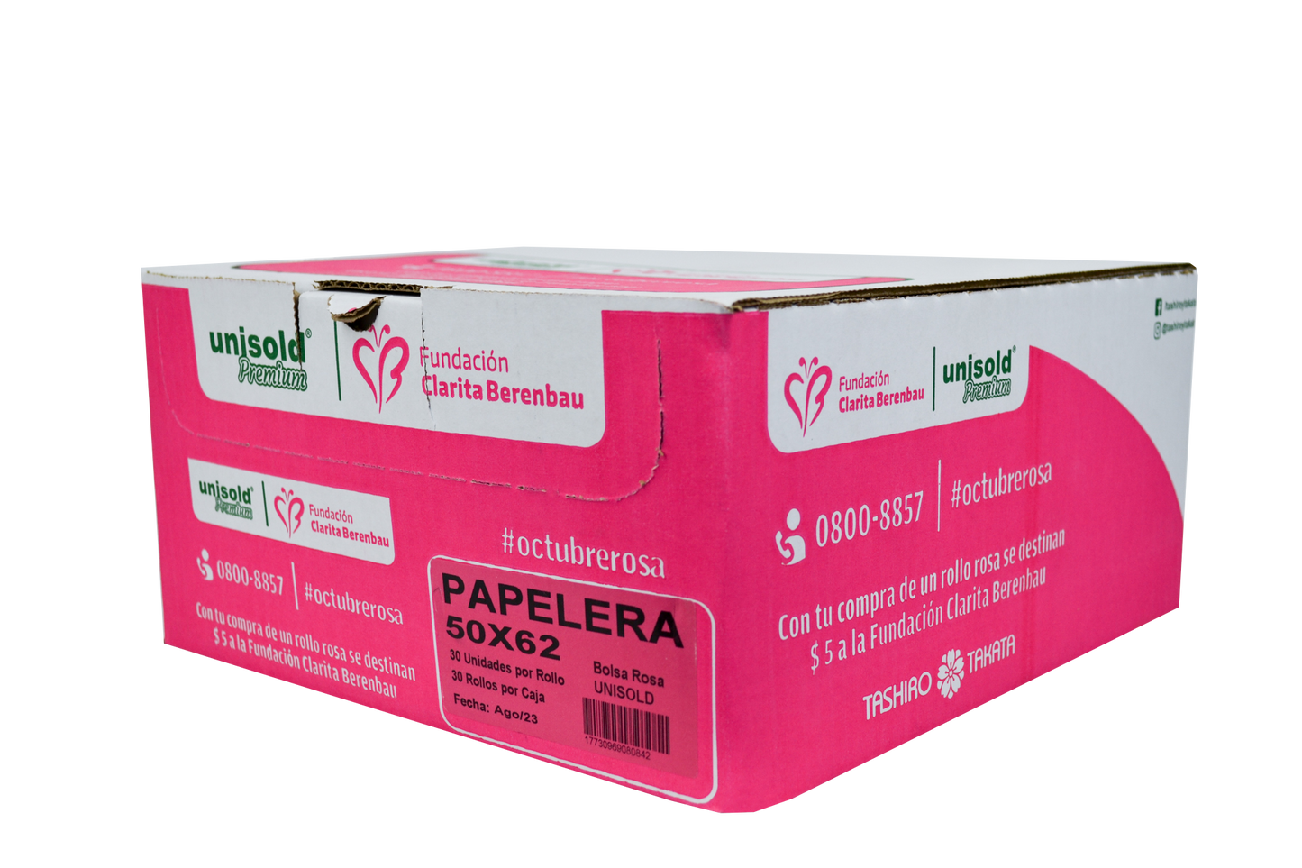 Kit Bolsas P/residuos Rosa+soporte, Caja: 16 Kits X 30 bolsas cada rollo. Medida: 50x62 centimetros.