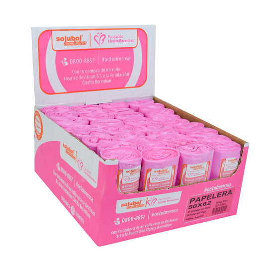 Bolsas Para Residuos ROSA. Caja de 35 Rollos X 30 Bolsas - Medida 50x62 centímetros.