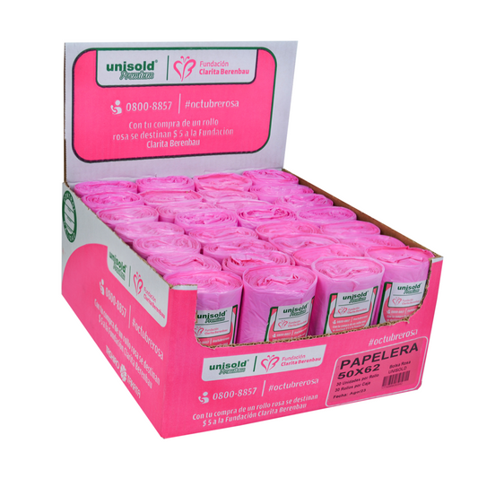Bolsas Para Residuos ROSA. Caja de 30 Rollos X 30 Bolsas - Medida 50x62 centímetros.