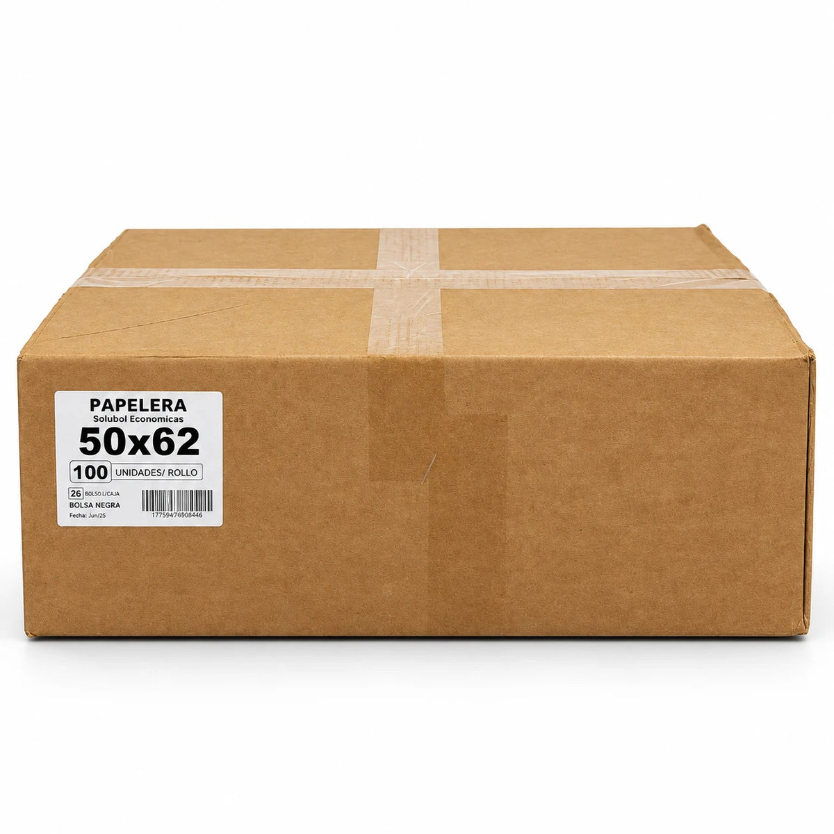 Caja Solubol papelera 50x62 negra 26 rollos x 100 bolsas