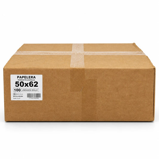 Caja Solubol papelera 50x62 negra 26 rollos x 100 bolsas