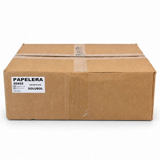 Caja Solubol papelera 50x62 plata 26 rollos x 100 bolsas