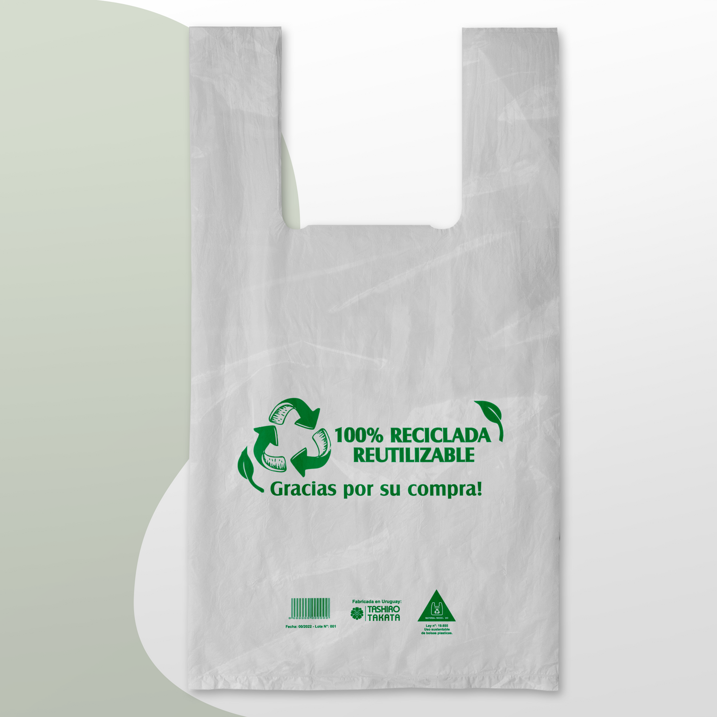 Bolsas Tipo Camiseta Recicladas Aprobadas por Ley - Paquete de 1.000 Unid
