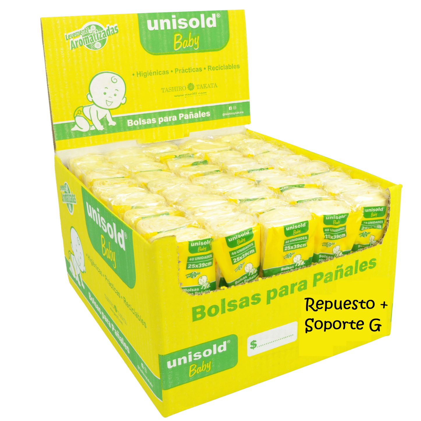 Rollo de bolsas de residuos para pañales de bebé