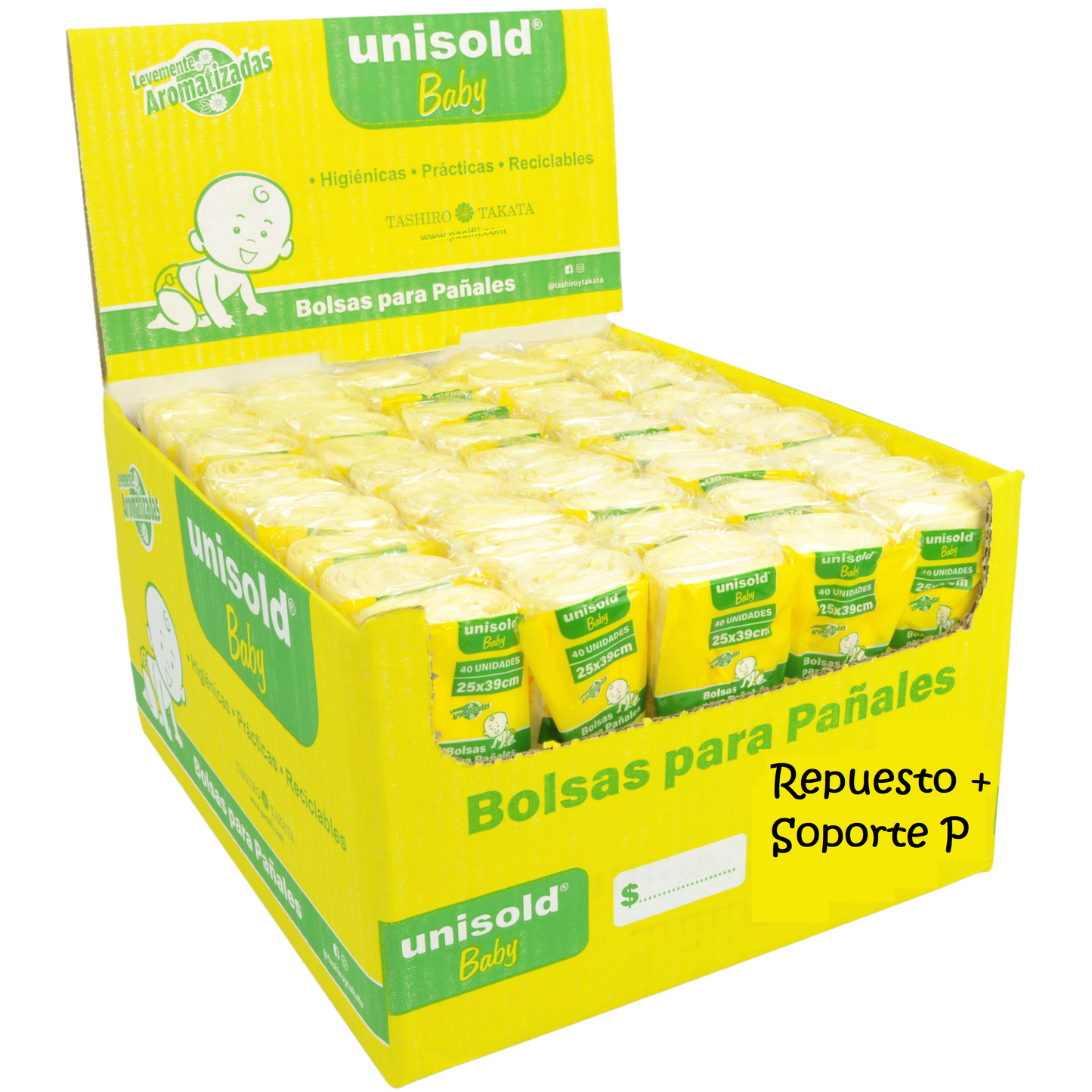 Rollo de bolsas de residuos para pañales de bebé
