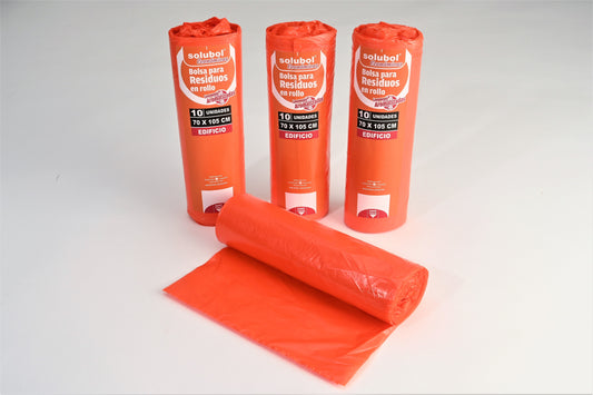 Bolsas para Residuos NARANJA – Solubol Edificio 70x105 · Caja 35 rollos x 10 bolsas