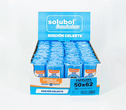 Bolsas Para Residuos CELESTE. Caja de 35 rollos x30 bolsas. Medida 50x62