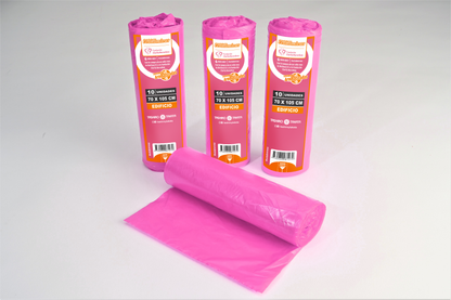 Bolsas Para Residuos ROSA. Caja de 35 rollos x10 bolsas. Medida 70x105