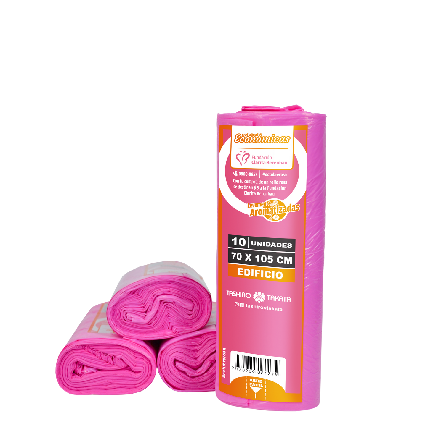 Bolsas Para Residuos ROSA. Caja de 35 rollos x10 bolsas. Medida 70x105