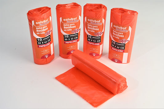 Bolsas para Residuos NARANJA – Solubol Papelera 50x62 · Caja 80 rollos x 10 bolsas
