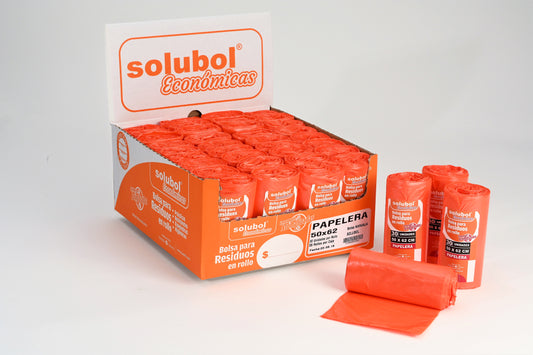 Bolsas para Residuos NARANJA – Solubol Papelera 50x62 · Caja 35 rollos x 30 bolsas