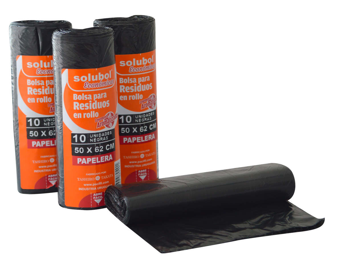 Bolsas para Residuos NEGRA – Solubol Papelera 50x62 · Caja 80 rollos x 10 bolsas