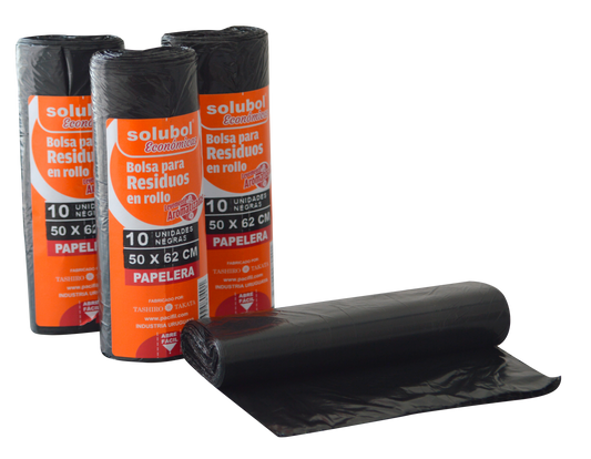 Bolsas para Residuos NEGRA – Solubol Papelera 50x62 · Caja 80 rollos x 10 bolsas