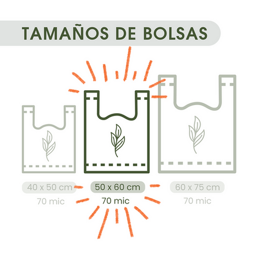 Bolsas Tipo Camiseta Recicladas 50 x 60 cm – 70 mic · Paquete de 1000 / 200 / 50 bolsas