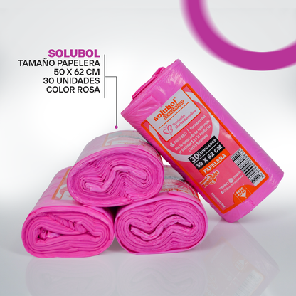 Bolsas Para Residuos ROSA. Caja de 35 Rollos X 30 Bolsas - Medida 50x62 centímetros.