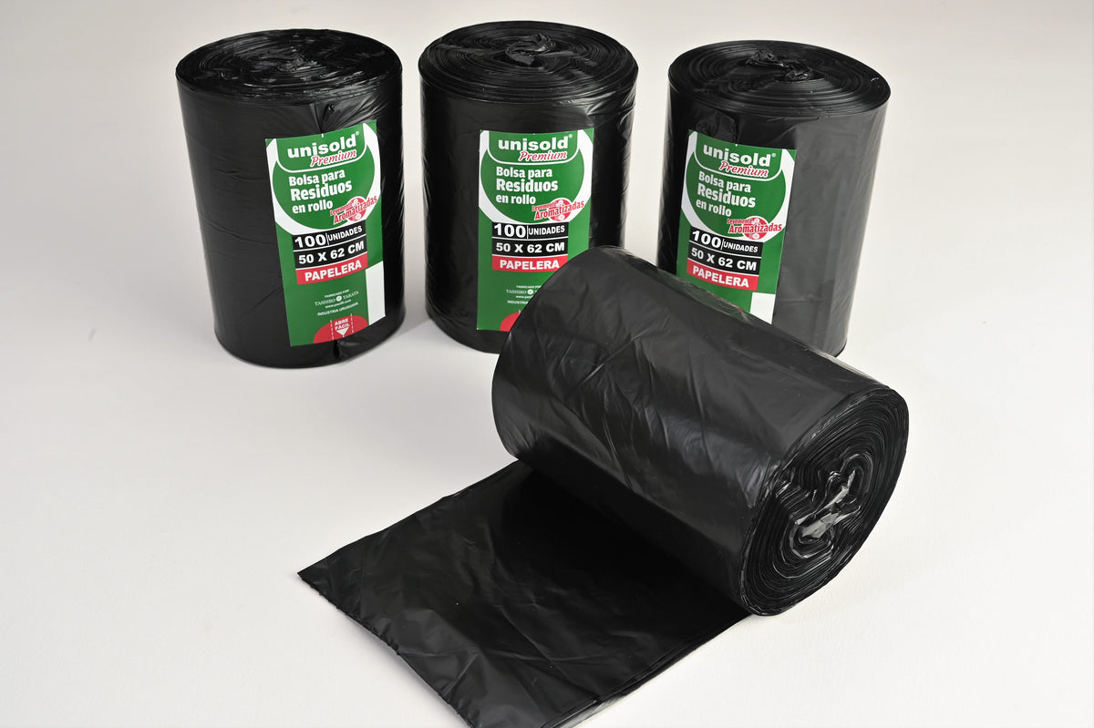 Bolsas para Residuos NEGRA – Unisold Premium Papelera 50x62 · Caja 24 rollos x 100 bolsas