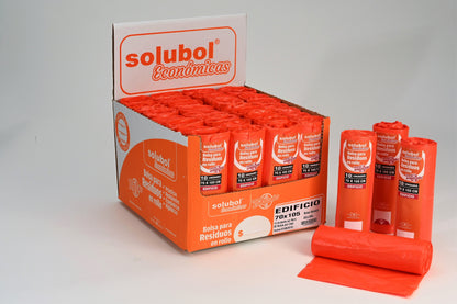 Bolsas para Residuos NARANJA – Solubol Edificio 70x105 · Caja 35 rollos x 10 bolsas
