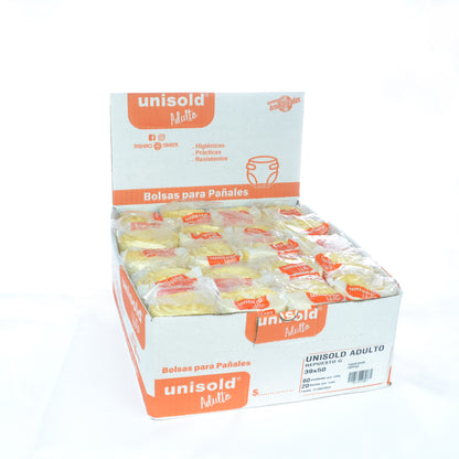Bolsas Para Pañales Adultos de 39x50 cm Caja: 20 Rollos X 60 Bolsas c/u