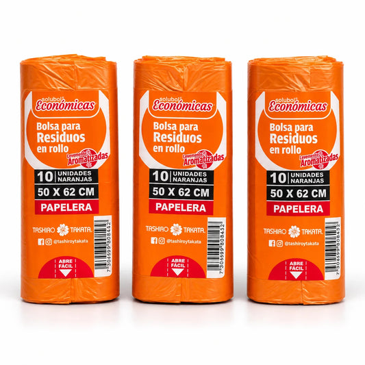 Bolsas para residuos naranja Solubol papelera 50x62 rollos de 10