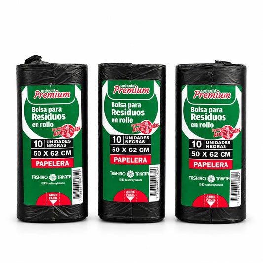 Bolsas para residuos negra Unisold Premium papelera 50x62 rollos de 10