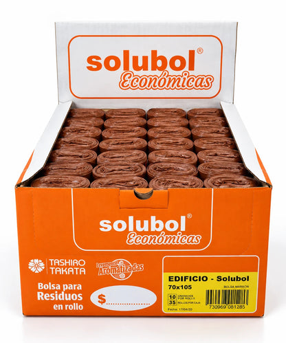 Bolsas para Residuos MARRÓN – Solubol Edificio 70x105 · Caja 35 rollos x 10 bolsas
