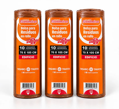 Bolsas para Residuos MARRÓN – Solubol Edificio 70x105 · Caja 35 rollos x 10 bolsas