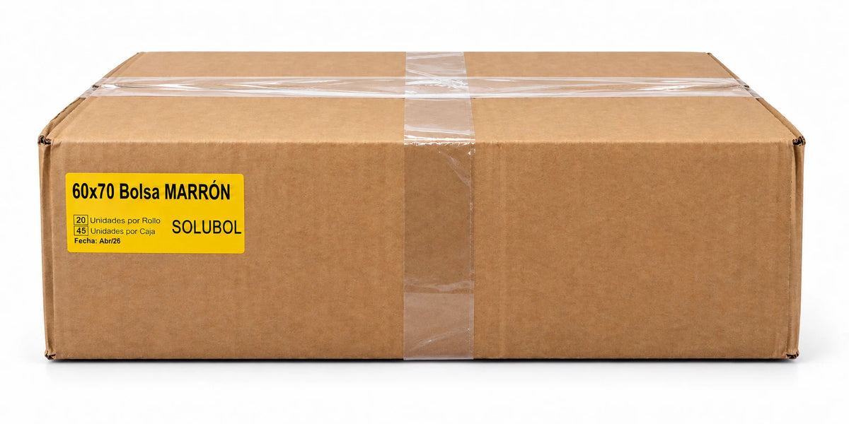 Bolsas para Residuos MARRÓN – Solubol Mediana 60x70 · Caja 45 rollos x 20 bolsas