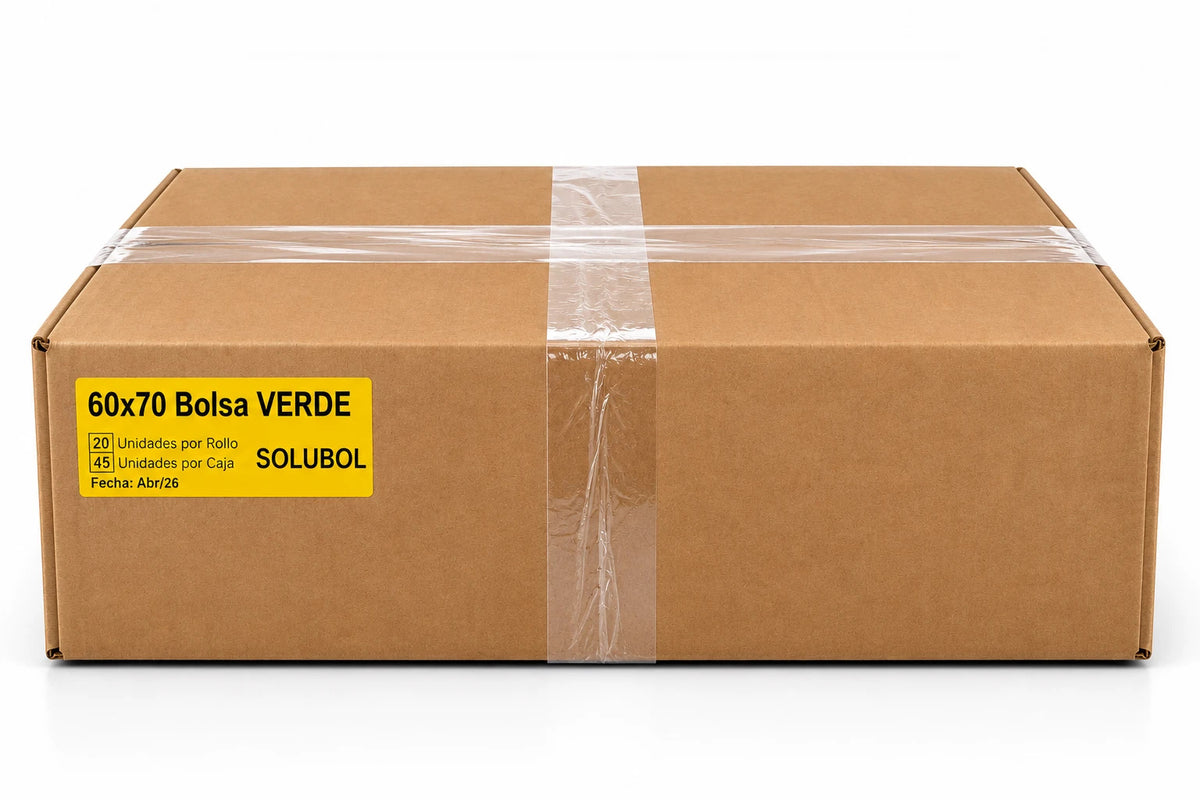 Bolsas para Residuos VERDE – Solubol Mediana 60x70 · Caja 45 rollos x 20 bolsas