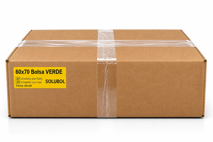 Bolsas para Residuos VERDE – Solubol Mediana 60x70 · Caja 45 rollos x 20 bolsas