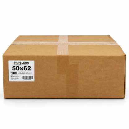 Caja Solubol papelera 50x62 negra 26 rollos x 100 bolsas