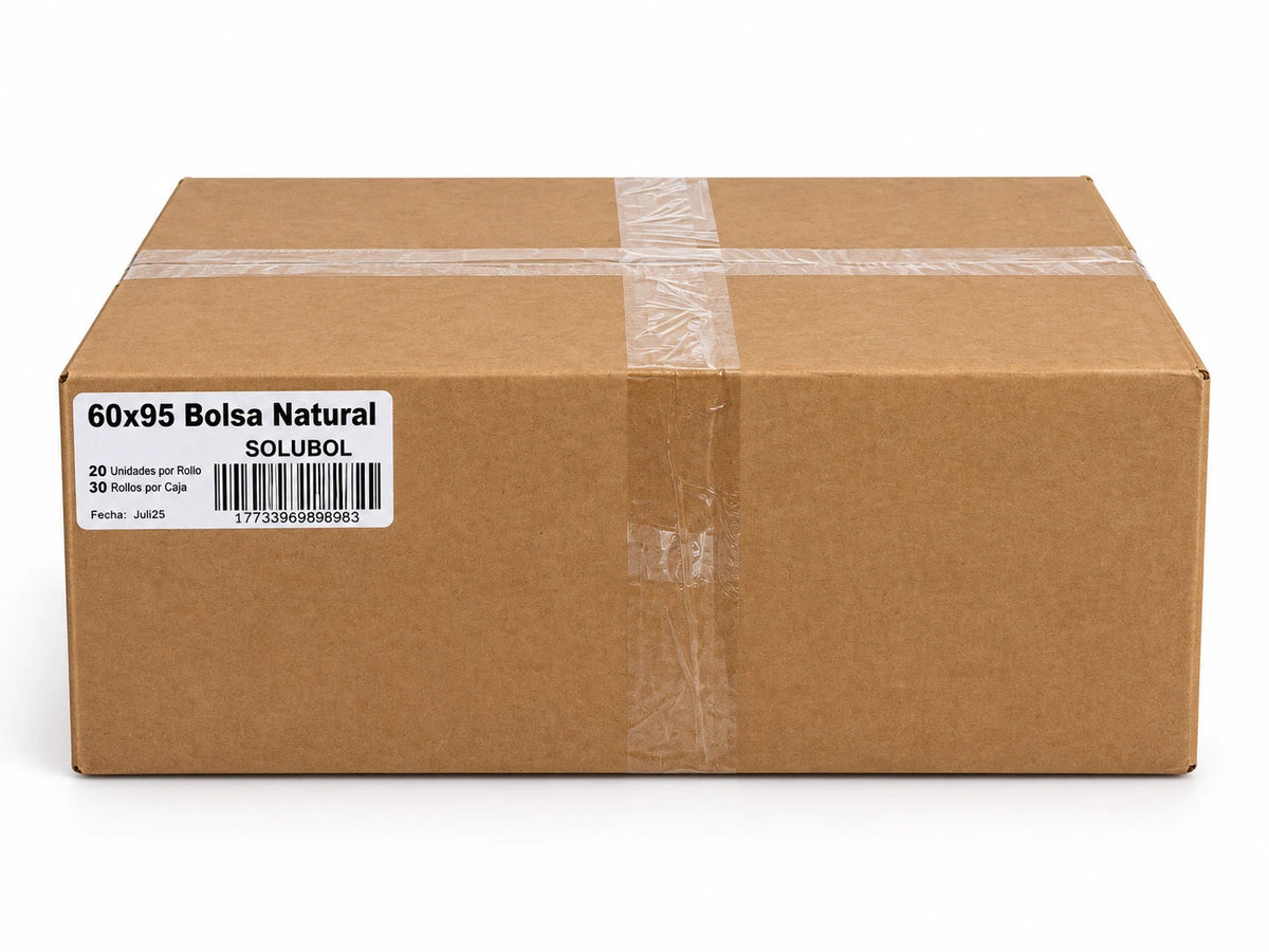 Bolsas para Residuos TRANSPARENTE – Solubol Verduras 60x95 · Caja 30 rollos x 20 bolsas
