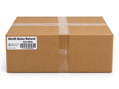 Bolsas para Residuos TRANSPARENTE – Solubol Verduras 60x95 · Caja 30 rollos x 20 bolsas