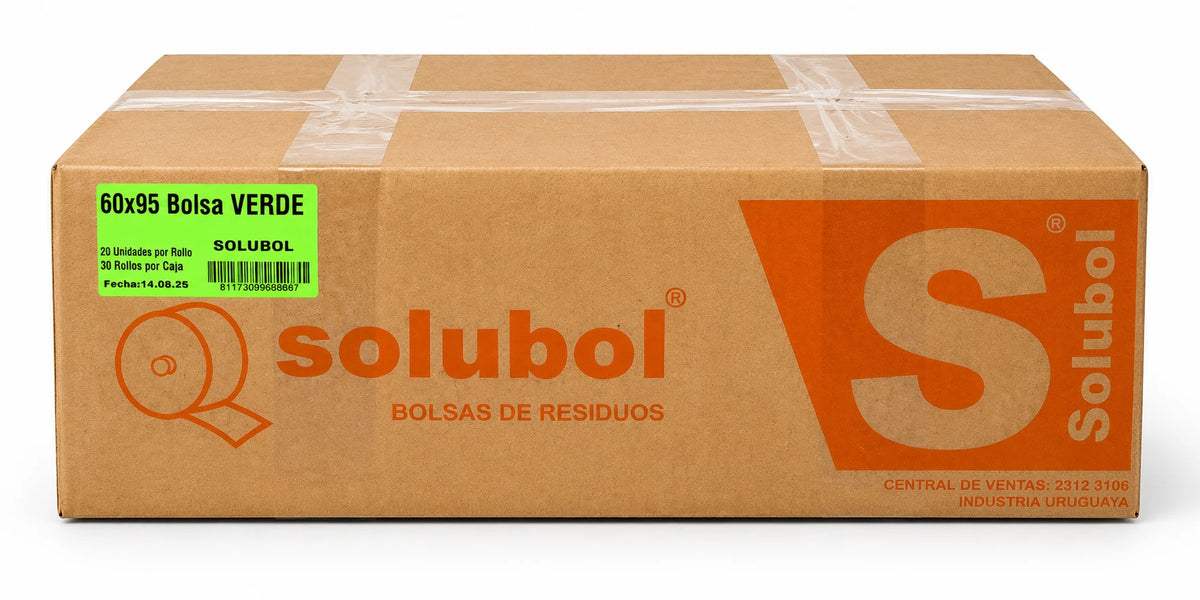 Bolsas para Residuos VERDE – Solubol Verduras 60x95 · Caja 30 rollos x 20 bolsas