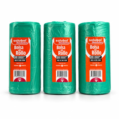Bolsas para Residuos VERDE – Solubol Verduras 60x95 · Caja 30 rollos x 20 bolsas