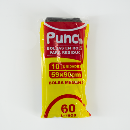 Bolsas para Residuos GRIS OSCURO – Punch Mediana 59x90 · Caja 24 rollos x 10 bolsas