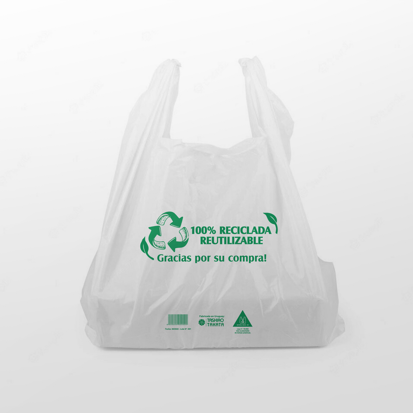Bolsas Tipo Camiseta Recicladas Aprobadas por Ley - Paquete de 1.000 Unid